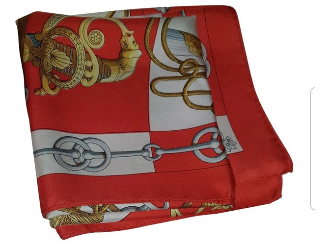 Hermès Pañuelo de seda Hermes Cliquetis Roja  ref.190250