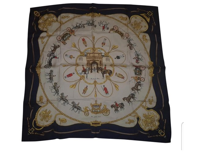 Hermès Hermes Royal Mews Buckingham Palace scarf Dark blue Silk  ref.190252