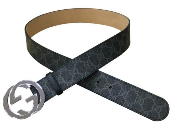 Gucci Belts Black Silvery Leather  ref.190258