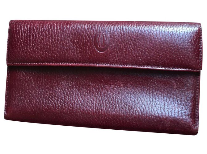 Cartier wallet Dark red Leather  ref.190261