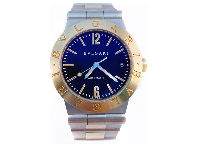 Bulgari Bvlgari Diagono LC 35 SG Automatic 35mm 18K Yellow Solid Gold and Stainless Steel Date Silvery Silver  ref.190283