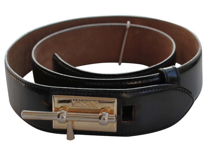 Moschino Redwall black leather belt Fur  ref.190325