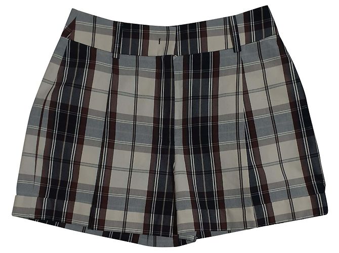 Shorts Michael Kors de algodão com padrão tartan e pregas Multicor