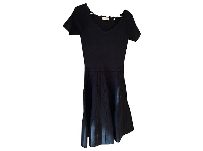 Sandro Schwarzes Viscose Kleid A-Linie