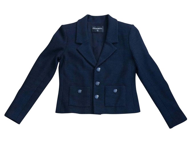 Chanel Jackets Navy blue Cotton  ref.190489