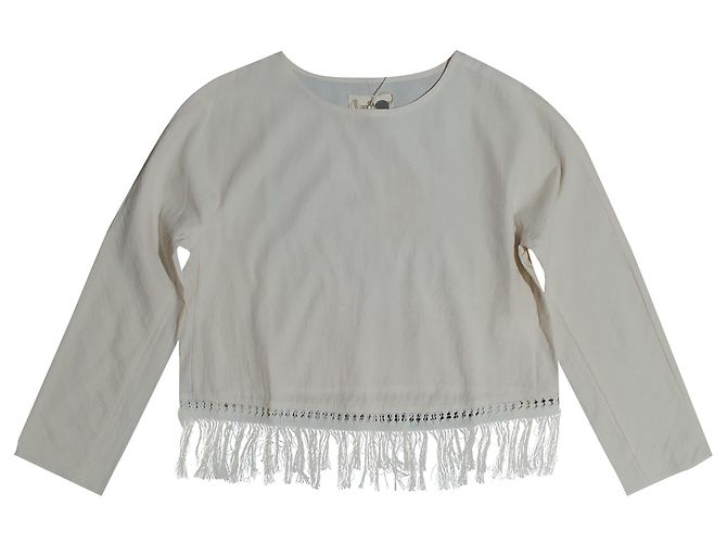 Nanushka Baumwollbluse mit Quasten Beige
