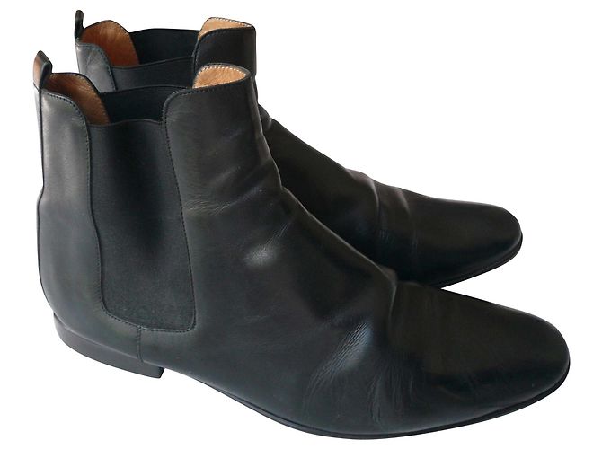 Hermès HERMES Men's leather boots T41,5 IT Black