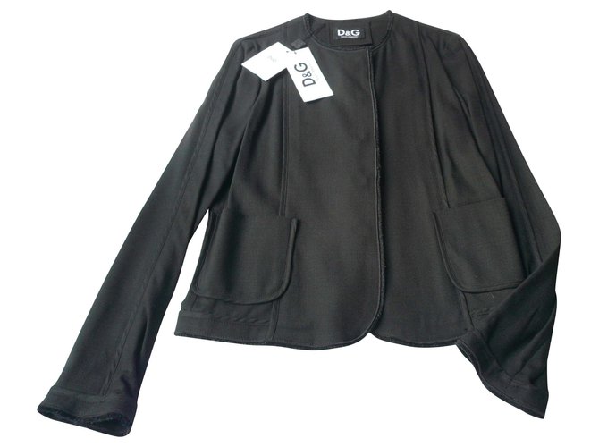 DOLCE & GABBANA New black linen look jacket T46 IT Viscose  ref.190516