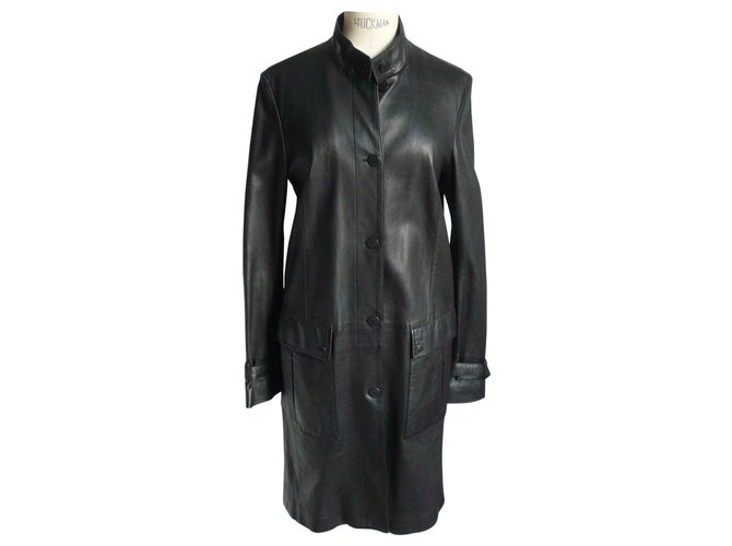 BURBERRY Leather coat in new lambskin condition T16 UK Black  ref.190519