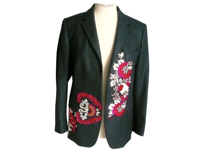 DRIES VAN NOTEN Marinated jacket in new condition with T embroidery38 Multiple colors Wool  ref.190524
