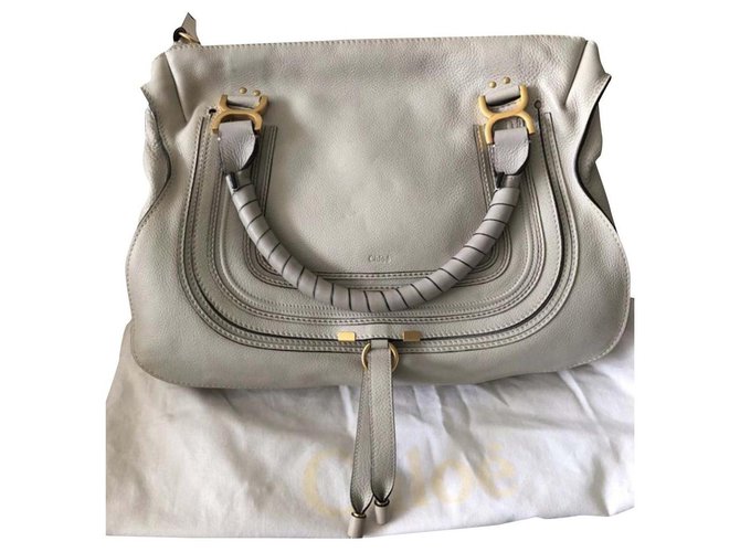 Chloé Marcie lined carried bag in grained calf leather Grey  ref.190554