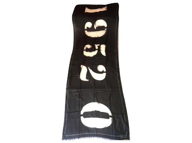 GIVENCHY Cashmere and Modal scarf Black White  ref.190647