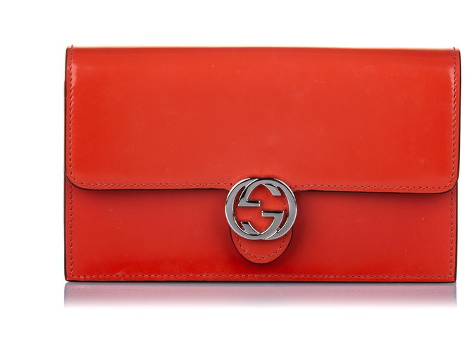 Gucci Orange GG Icon Carteira de couro na alça Laranja Couro envernizado  ref.190751