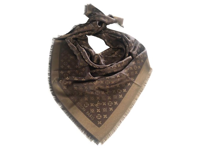 Louis Vuitton monogram shine marrone Seta Lana Viscosa