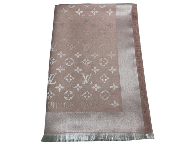 Louis Vuitton Silk Wool Monogram Shawl Pink