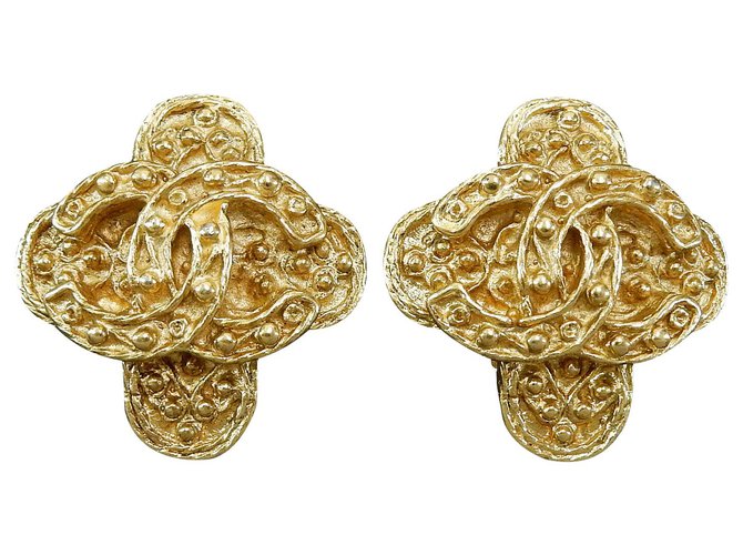 Chanel Vintage CC Earings Golden Gold-plated  ref.190911