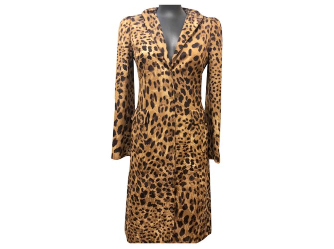 Dolce & Gabbana trench coat icônico de leopardo Bege  ref.190945
