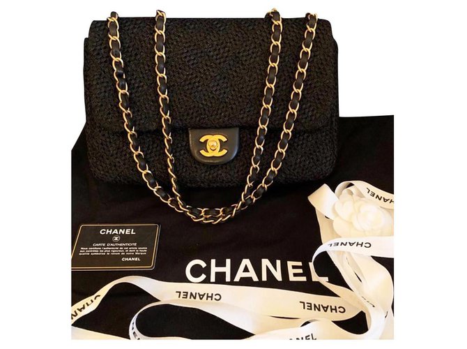 AUTH CHANEL CHAIN TOTE BAG COCO MARK NAVY BLUE STRAW LEATHER WOMEN F/S