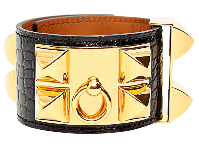 Hermès CDC MEDOR SCHWARZER ALLIGATOR GOLDEN HDW Exotisches Leder Metall  ref.191057
