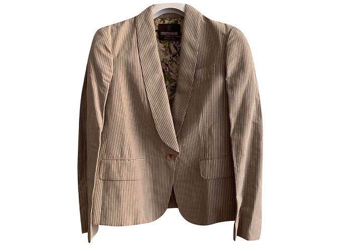 Roberto Cavalli Pin-stripe blazer jacket Beige