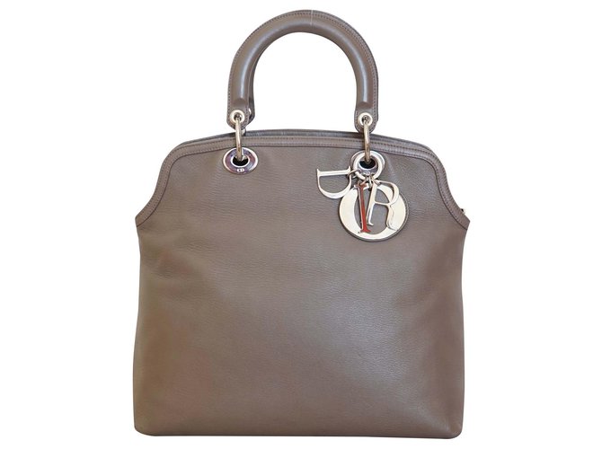 Christian Dior Handbags Grey Taupe Leather  ref.191131