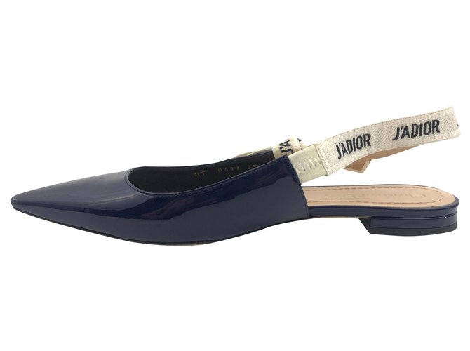 Dior Ballet flats Navy blue Patent leather  ref.191308