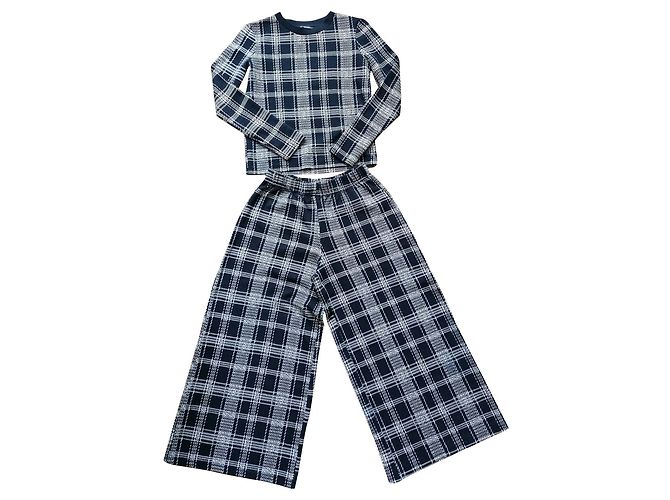 Conjunto Zara Azul de Blusa e Calça Larga Reta