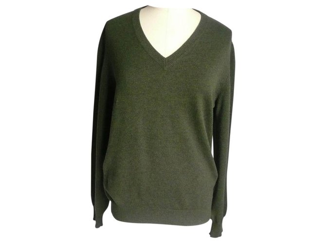 Hermès HERMES V-neck sweater forest green NEW NEVER MEN'S Wearing TS Dark green Cashmere  ref.191352