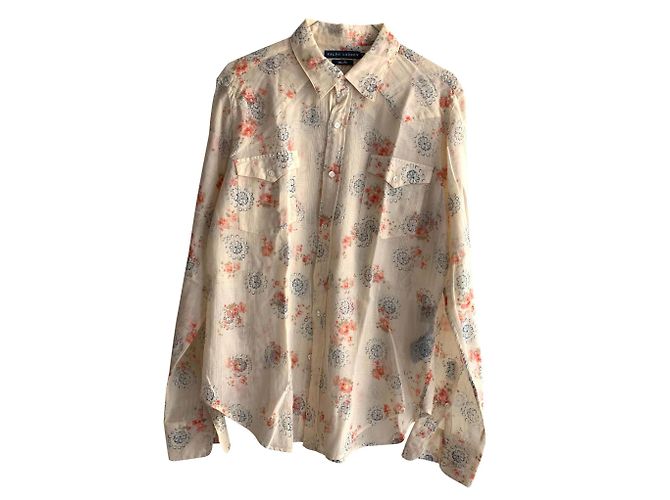Ralph Lauren Camisa de gasa de algodón floral Beige