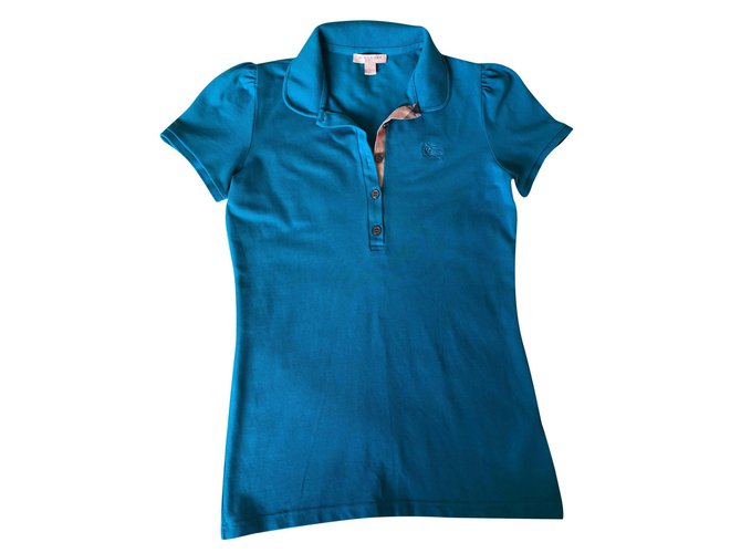 Burberry T-shirt polo Coton Turquoise  ref.191405