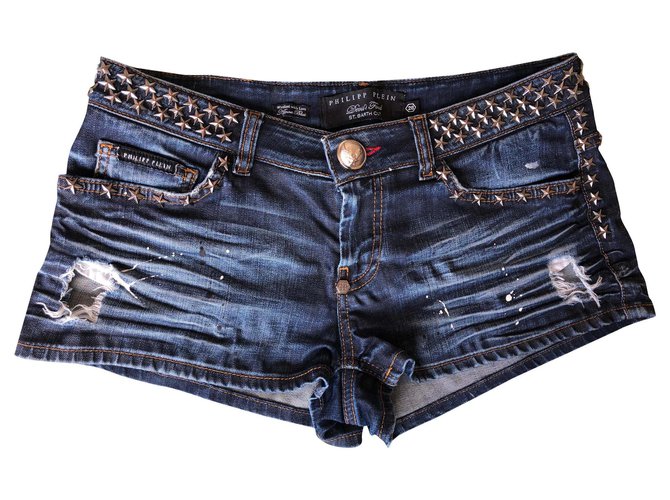 Philipp Plein Jeans cortos Azul oscuro Algodón  ref.191419