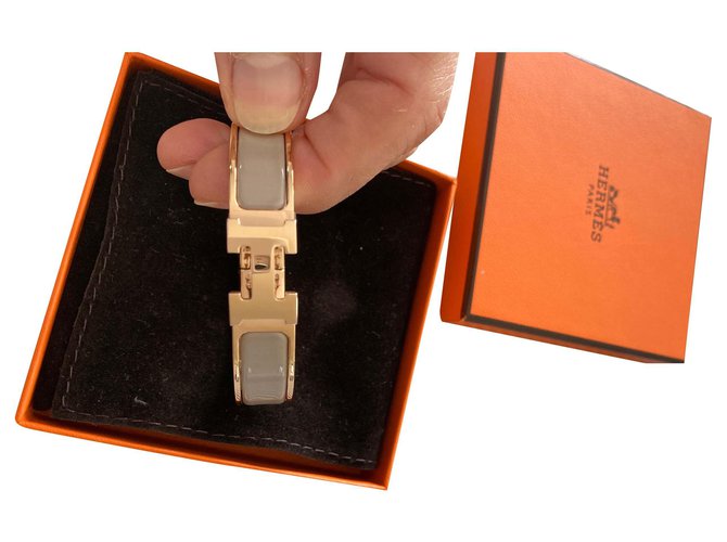 Nova pulseira Hermès CLIC H Taupe Banhado a ouro  ref.191429