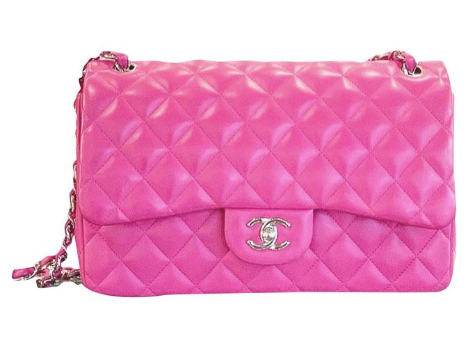 Timeless Chanel Pink lambskin Jumbo classic flap bag Leather  ref.191521