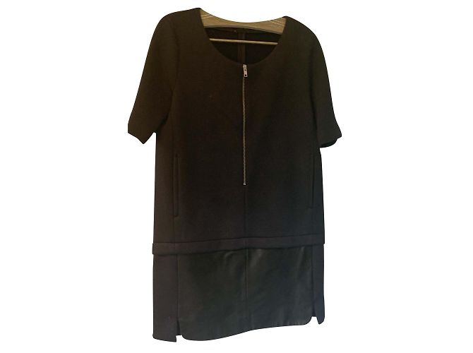 The Kooples Sport El vestido bimaterial de los pueblos Negro Azul marino