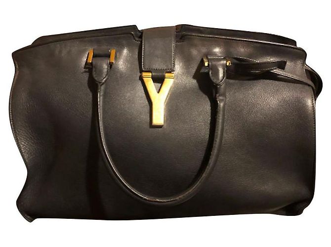 Chyc Sac à main Yves Saint Laurent en cuir noir 