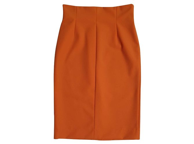 By Malene Birger saia lápis de crepe elástico laranja