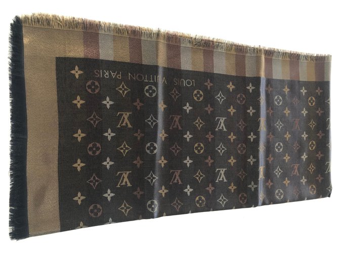 Louis Vuitton Monogram SO brillo marrón Castaño Seda Lana Viscosa  ref.191693