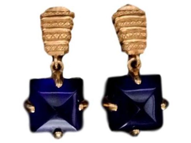 Orecchini Christian Dior in vetro blu cobalto Multicolore