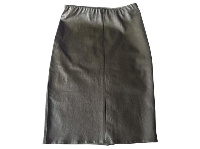 Parosh Straight skirt ( pencil) Khaki Leather  ref.191787