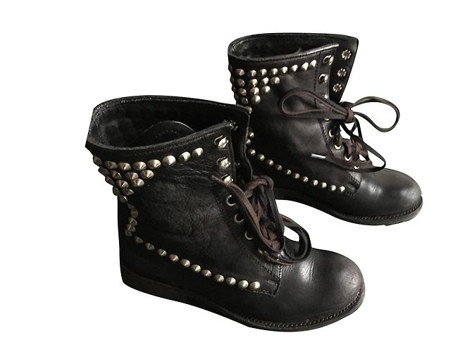 Ash Rivet Boots Black Leather
