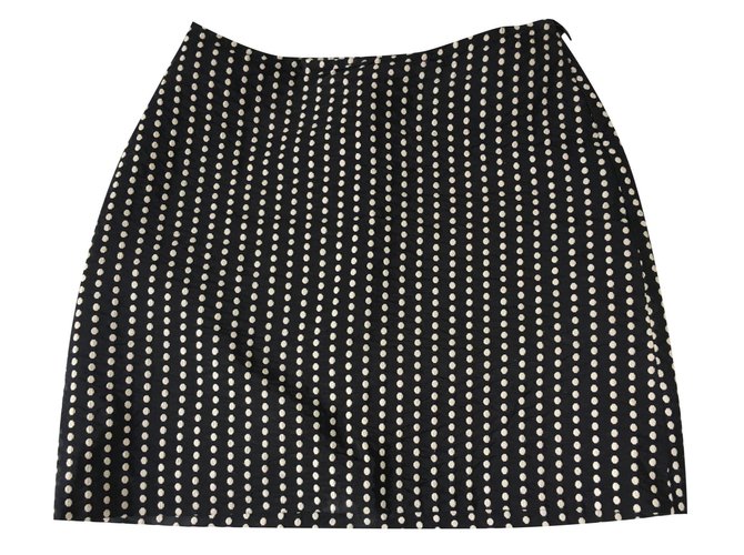 Hugo Boss Classic short cut skirt Black Cream Silk Cotton  ref.191800