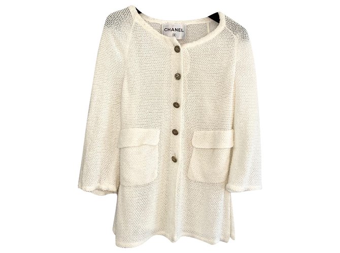 Chanel jacket size 36 White Cotton  ref.191842