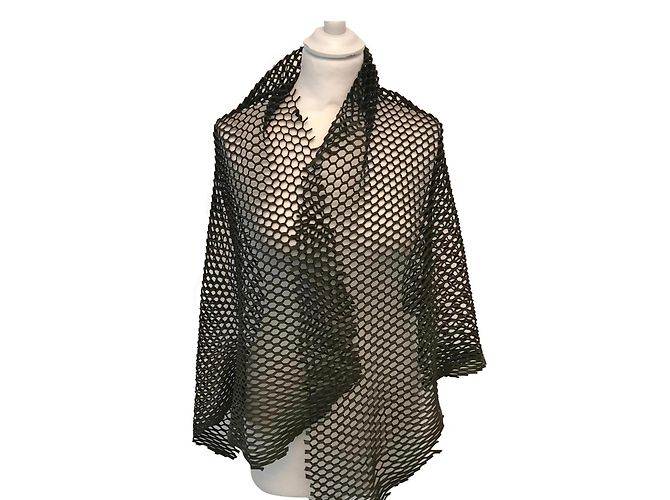 Autre Marque OLIVIA HAINAUT Ledernetzschal khaki Lammleder