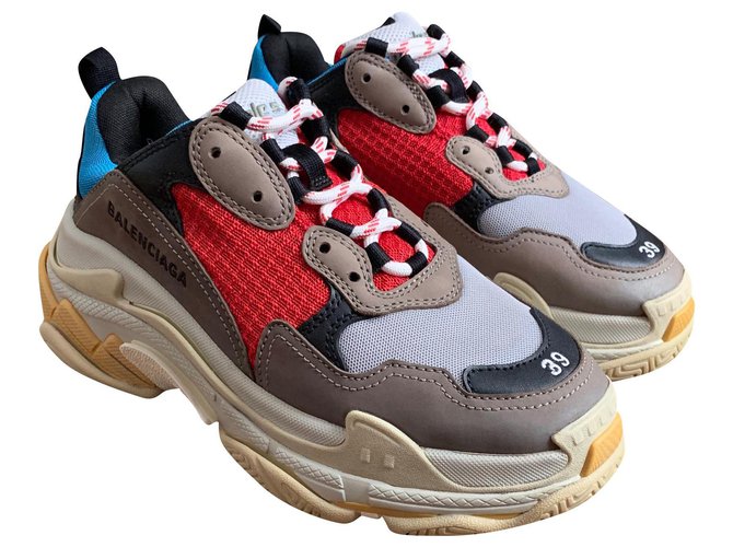 Balenciaga Triple s Black White Red Blue Multiple colors Beige Grey Leather Cloth  ref.191922