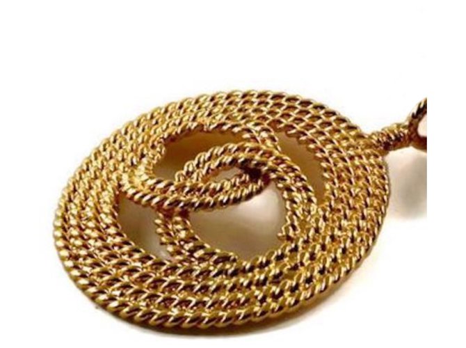 Chanel großer CC-Logo Medaillonanhänger Golden  ref.192002