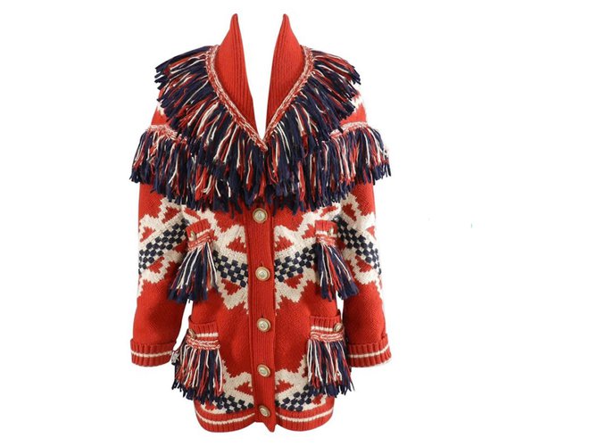 Chanel famous Dallas fringe coat Multiple colors Wool  ref.192021