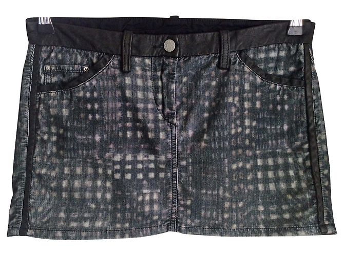 Isabel Marant Etoile Minirock Leder und Cord Anthrazitgrau