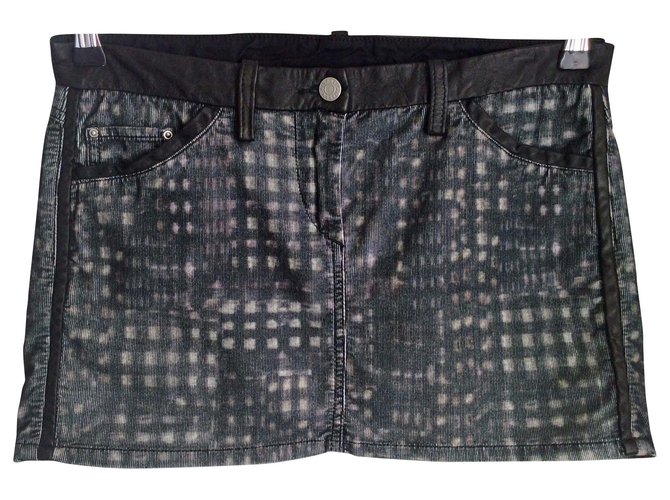 Isabel Marant Etoile Miniskirt leather  and cordury Dark grey Cotton Elastane  ref.192066