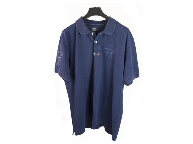 Autre Marque La Martina Blue Washed Look Short Sleeve Cotton Polo Mens Top size XXL  ref.192070