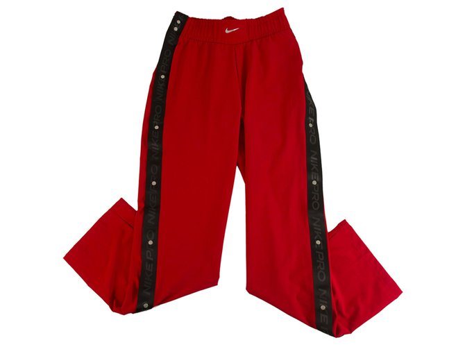 Nike Red Side Opening Snap Buttons Track Sport Trousers pants sz XS Black Polyester  ref.192074